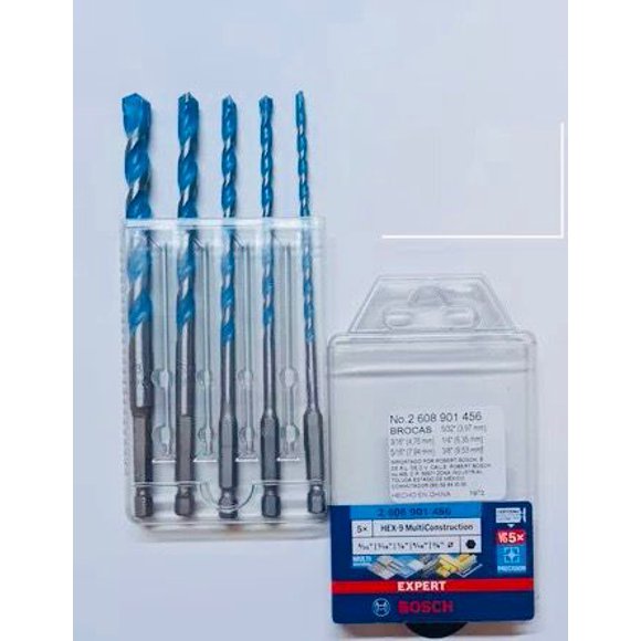 5X Brocas Hex-9 Multiconstruction 5/32 3/16 1/4 5/16 3/8