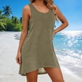 thumbnail image 2 of jtjvou Swimsuit Coverup for Women Scoop Neck Sleeveless Sheer Beach Dresses Vacation Bathing Suit Cover Up Army Green L, 2 of 8