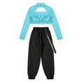 thumbnail image 4 of Alvivi Girls 2 Piece Hip-hop Dance Outfits Sequin Long Sleeve Crop Top with Cargo Pants Streetwear Lake Green 6, 4 of 7