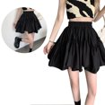 thumbnail image 3 of Falda Corta Cintura Alta Volantes Una Línea Ligera Cómoda Minifalda Skater para Citas Compras Negro M, 3 of 8