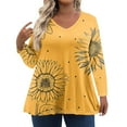 thumbnail image 2 of Hkibbfh Plus Size Tshirts for Women 4x-5x Spring Top V Neck Long Sleeve T Shirts Curvy Women Dressy Casual Tunics Women Loose Fit Clothes Yellow L, 2 of 6