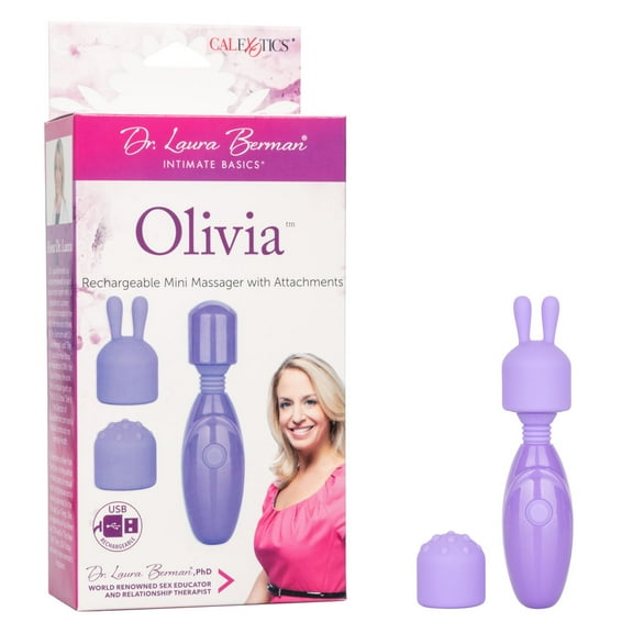 CalExotics Dr. Laura Berman Olivia Rechargeable 3-Speed Powerful Mini Massager with Silicone Attachments