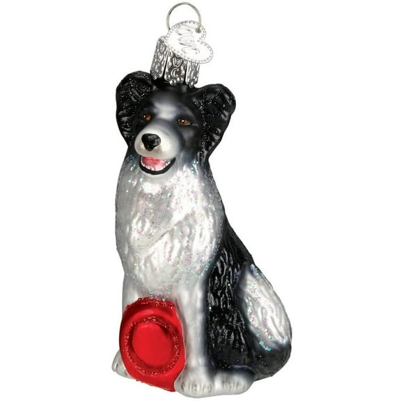 Old World Christmas Border Collie Dog Glass Ornament Decoration 12302 FREE BOX