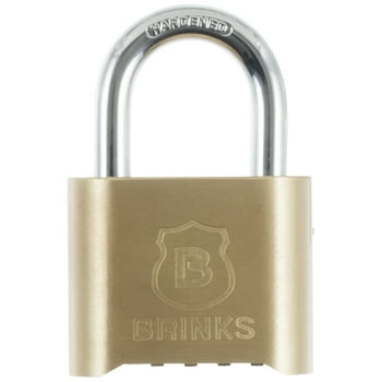 Brinks Brass Resettable Combo Padlock, 50mm Body with 1 inch  Shackle