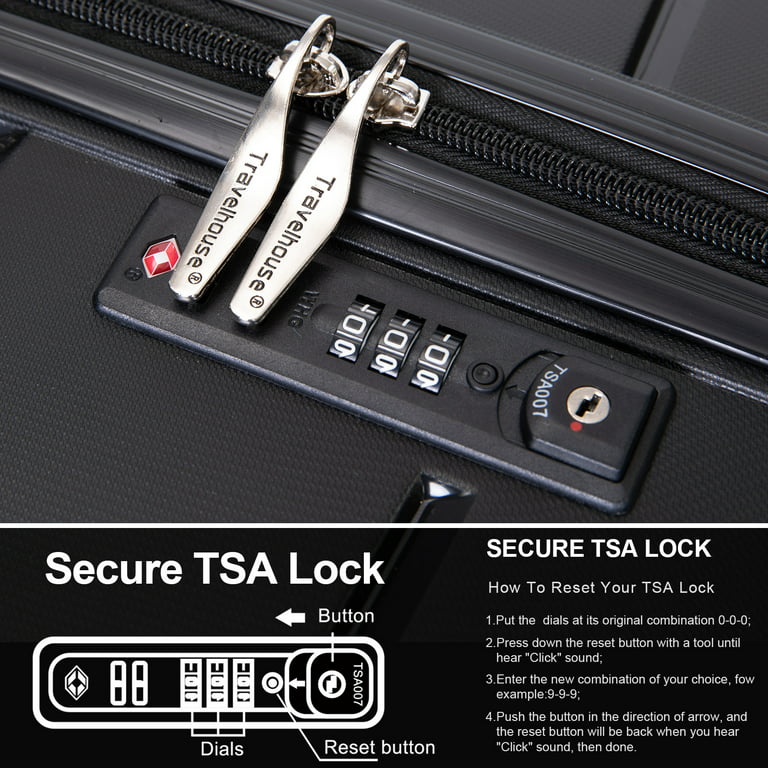 3 Piece Luggage Sets, Travelhouse Hard Shell Suitcase Set with TSA