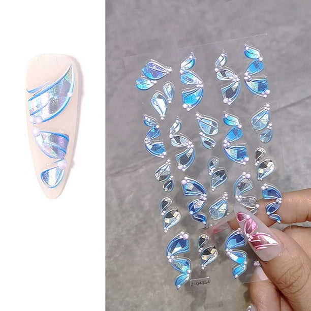 Fiudx Pegatinas para Uñas con Relieve 5D, Cinta Tridimensional para Uñas