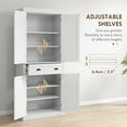 thumbnail image 5 of HOMCOM 72.5" Traditional Freestanding Kitchen Pantry Cupboard with 2 Cabinet, Drawer and Adjustable Shelves, White Wood Grain, 5 of 10