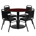 thumbnail image 1 of Flash Furniture 36Rd Laminate Table Set-Bnqt In Mahogany Top Black Vinyl Seat, 1 of 4