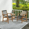 thumbnail image 4 of Costway Patio 2pcs Acacia Wood Dining Chairs All-Weather Rope Woven Armchairs Outdoor, 4 of 9