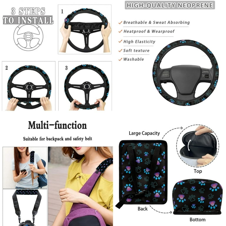 Jeiento Dog Paw Print Car Seat Covers Full Set Of 4 Bucket Seat Covers High Back Flexible Back Seat Protector Automobile Accessories Decor Universal Fit