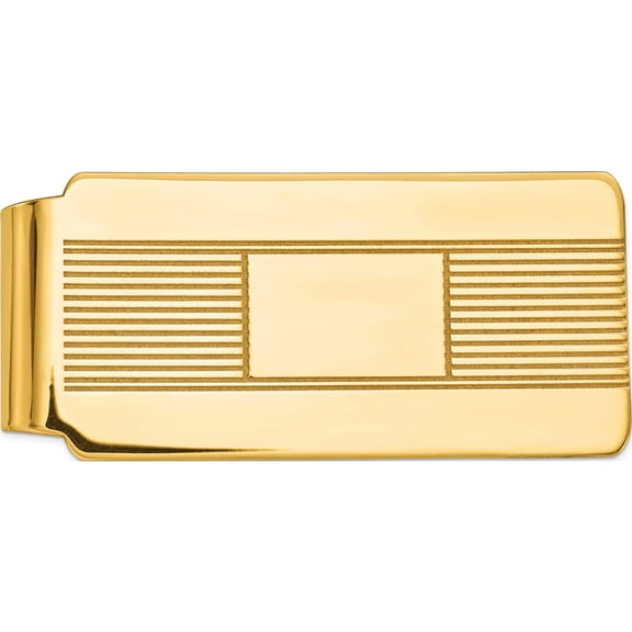 14K Yellow Gold Men's Engravable Money Clip (55 X 26) Made In United States mc71a