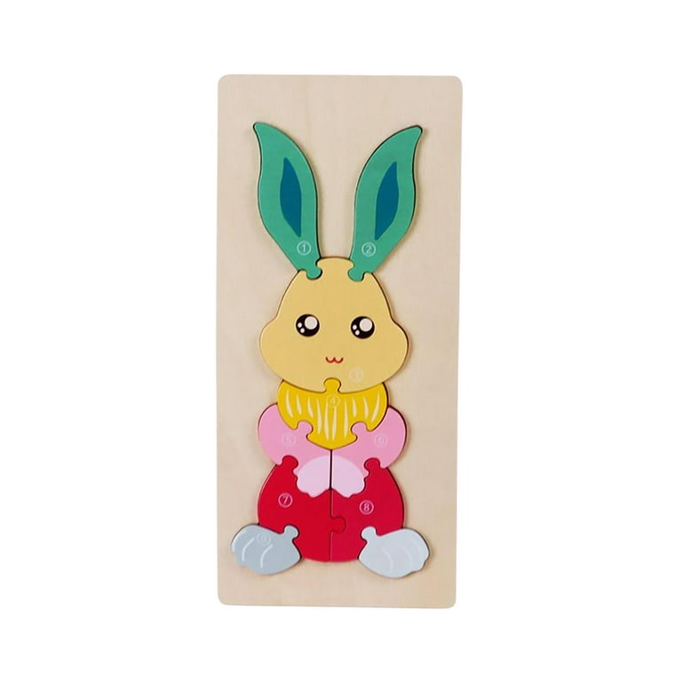 Handmade Wooden Animal Puzzle - Bunny Rabbit - Montessori Toy