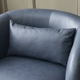 thumbnail image 6 of 34" Wide Swivel Faux Leather Armchair No Assembly Upholstered PU Leather Swivel Accent Chairs with Toss Pillow for Living Room Office Lounge (Navy, Set of 2), 6 of 13