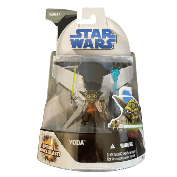 Star Wars Clone Wars Animated Yoda 1st Day Issue Figure w/ Firing Force Blast (NON-MINT PACKAGE)