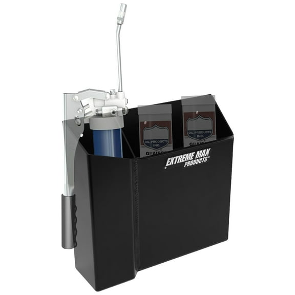 Extreme Max 5001.6612 Grease Gun Caddie for Race Trailer, Garage, Shop, Enclosed Trailer, Toy Hauler - Black
