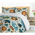 thumbnail image 3 of Ambesonne Forest Duvet Cover Set, Lion Elephant Crocodiles Art, Twin, Sea Blue Jade Green Amber, 3 of 4