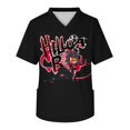 thumbnail image 1 of Hazbin Hotel Camiseta de manga corta con cuello en V y bolsillo estampado en el pecho, para hombre Negro/XL, 1 of 3