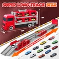 thumbnail image 5 of Flooyes Carrier Truck Toys for Kids, Transport Race Trucks Set, W/ Deform Folding Track & 12 Race Cars, Toys for 3-8 Years Old Toddler Car Set Gifts for Boys and Girls(Red), 5 of 7