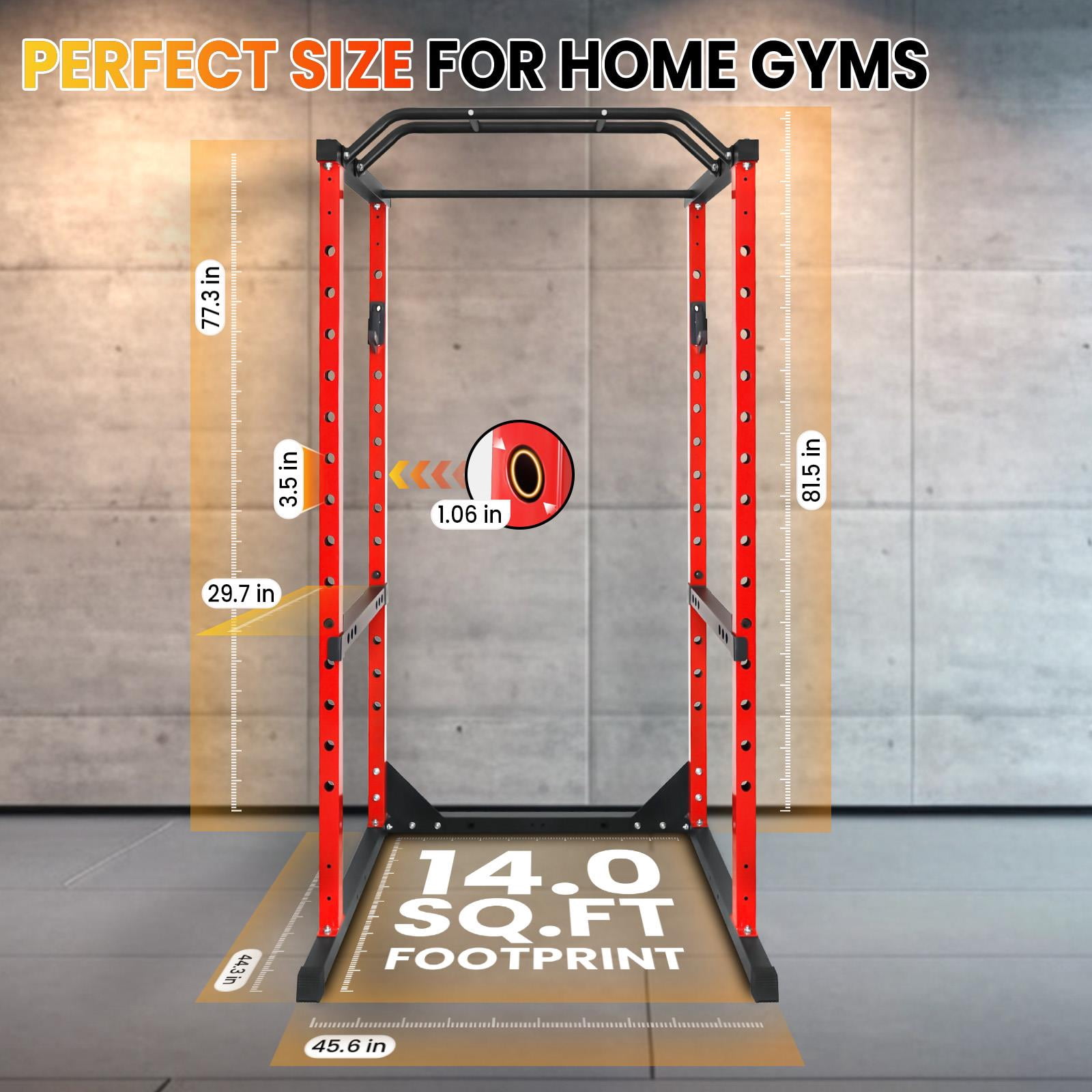 Zhuotong 1200 LBS Power Cage, 2"x2" Steel Squat Rack with Adjustable Safety Bars & Pull-Up Bar for Home Gym