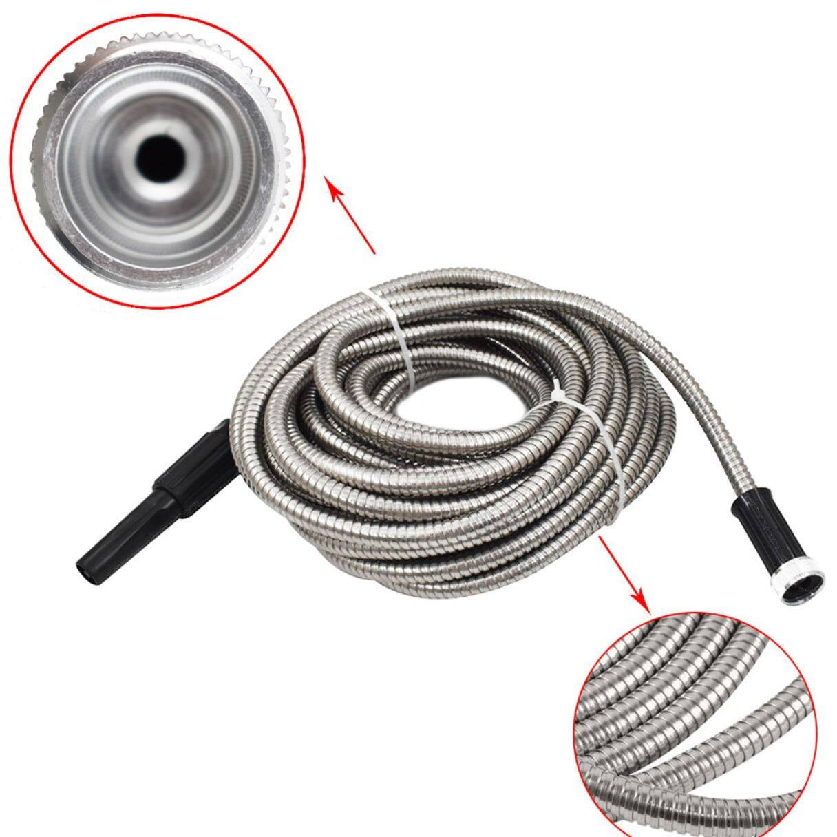 25FT Expandable Hose Pipe, Garden Water Hose 304 Stainless Steel Hosepipe with Nozzle for Puncture Resistant for Outdoor Lawn Car Watering Plants