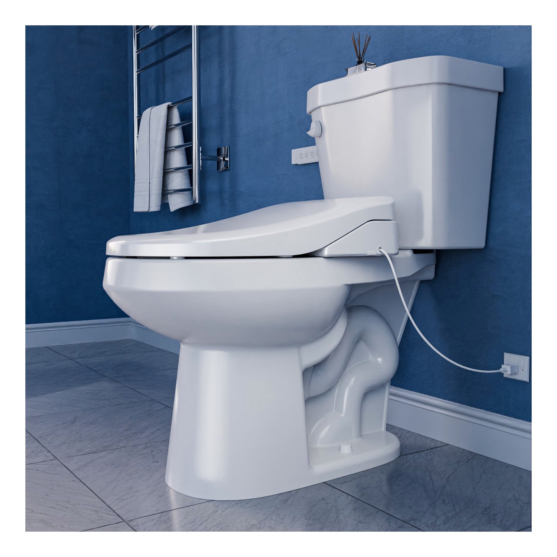 ENVO by ANZZI Electric Bidet Seat, 19.9 x 14.8 in, White, with Auto Lid, Heated, Warm Water, Air Dryer