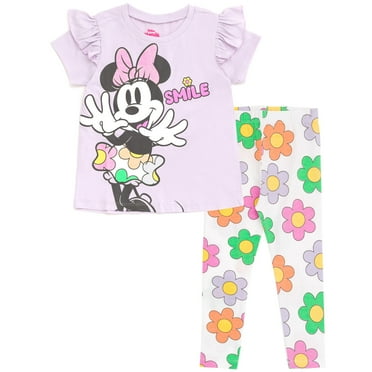 Disney Minnie Mouse Little Girls T-Shirt and Leggings Outfit Set Purple / Multicolor 6