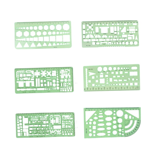 Seitruly Juego de plantillas de 6 uds., escalas transparentes universales de plástico, plantilla de medición de dibujo de arquitectura, accesorio de Kits de experimentos de química Tipo 2