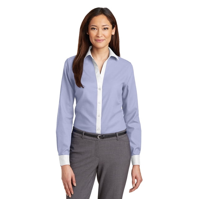 Red House® Ladies Non-Iron Diamond Dobby Shirt. RH77 Camisa de Vestir Azul/ Blanco XXL casa Roja RH77