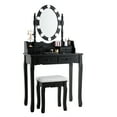 thumbnail image 2 of Patiojoy Make-Up Vanity Table Dresser Set w/LED Light, Black, 2 of 9