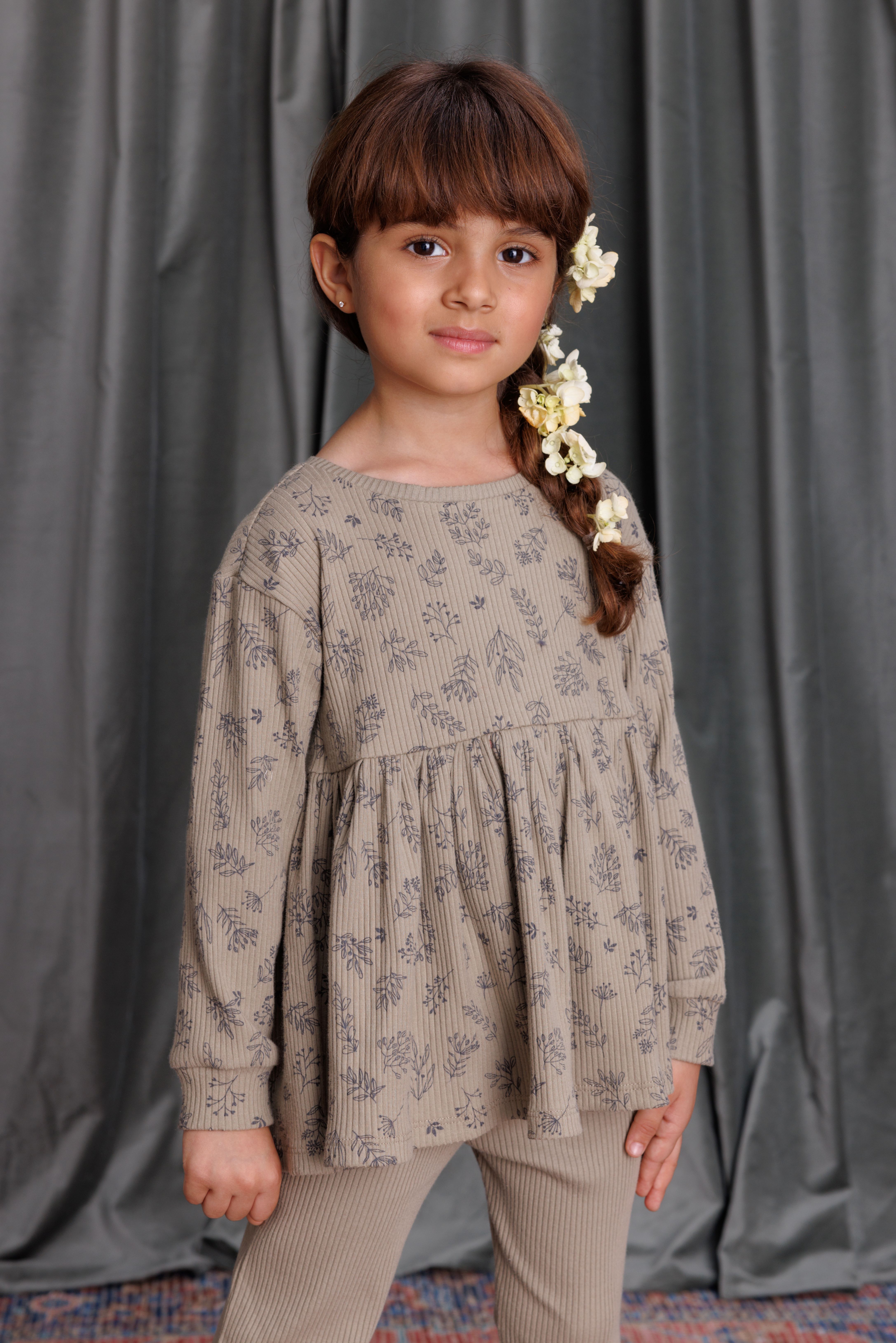 easy-peasy Toddler Girl Long Sleeve Babydoll Top, Sizes 12 Months-5T