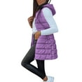 thumbnail image 2 of Long Puffer Vest Women Sleeveless Full Zip Up Puffy Jackets Quilted Padded Fall Coats Winter Outerwear Light Purple XL, 2 of 9