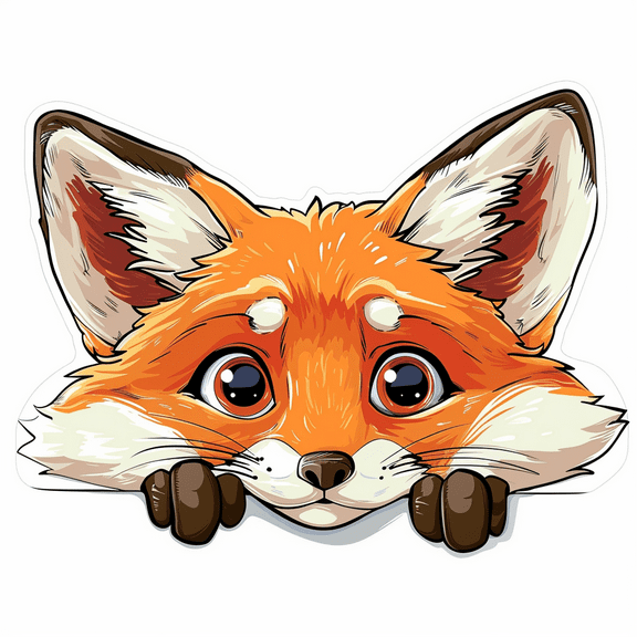 Peeking Fox Vinyl Decal – Cute Cartoon Fox Sticker for Car Window, Laptop, Water Bottle, Funny Animal Bumper Sticker, Wildlife Forest Animal Decor Gift Idea. Auto Animi Fox Decoration.