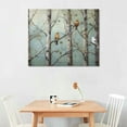 thumbnail image 2 of COMIO  Teal Wall Art Painted Landscape Forest Painting on Canvas Original Framed Artwork Gold Bird Birch Tree Artwork White Birch at Night for Living Room Bedroom Office Decor, 2 of 4