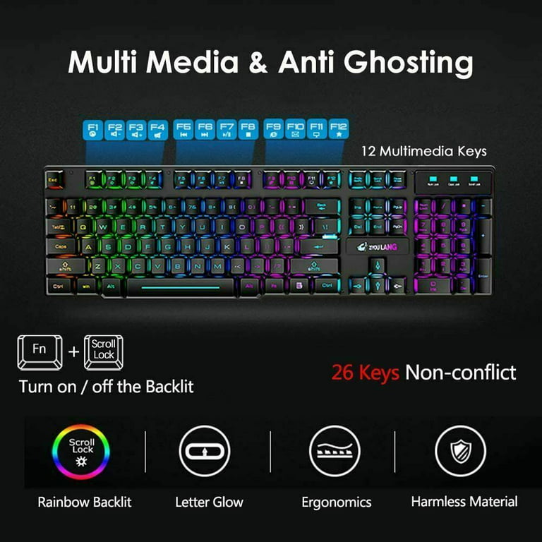 Wireless Gaming Keyboard and Mouse Combo Set With Mouse Pad