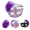 thumbnail image 3 of Unique Bargains 1 Pce Masque Demi-Visage Princesse à Plumes pour Fête Masquée Violet, 3 of 5