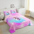 thumbnail image 3 of Manfei Initial Letter G Queen Comforter Set,Kawaii Unicorn Bedding Sets,Starry Sky Bedding Comforter Set For Girl,Breathable Bedroom Decoration Reversible,3 Pieces, 3 of 8