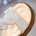 thumbnail image 4 of Xfvqtps Kids Girls Beach Sandals Princess Rhinestone Bow Hook and Loop Open Toe Thick Soft Sole Flats Summer Shoes, 4 of 6