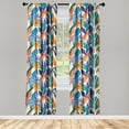thumbnail image 3 of Ambesonne Tropical Curtains, Retro Fun Psychedelic Art, Pair of 28"x95", Orange Beige and Teal, 3 of 5