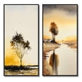 thumbnail image 2 of Designart "Countryside Tree Silhouette at Sunset I" Landscape Forest Framed Wall Art Set Of 2 - Country Yellow Framed Canvas Set For Living Room Decor, 2 of 6