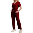 thumbnail image 5 of Slim Fit Stretchy Scrubs Womens Jogger Scrub Set Slim Jogger Scrubs with Tuck-In Top for Women Wine XL, 5 of 6