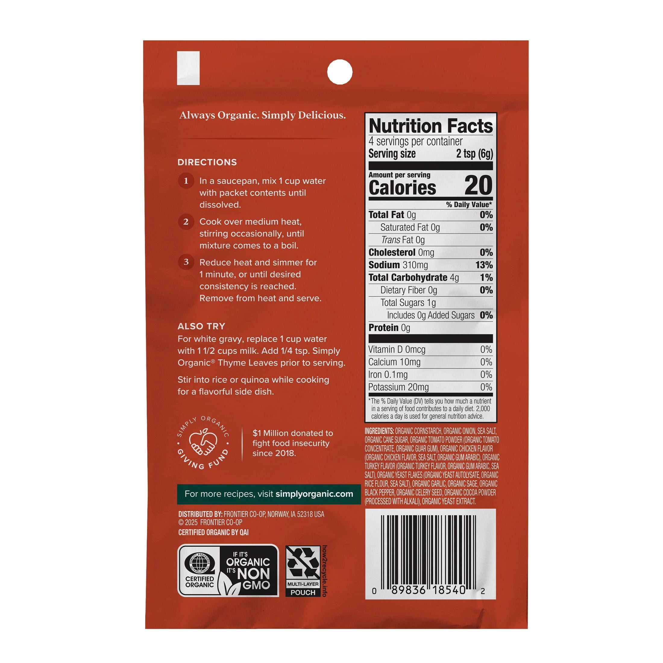 (6 pack) Simply Organic Roasted Chicken Gravy Seasoning Mix, .85 oz Packet