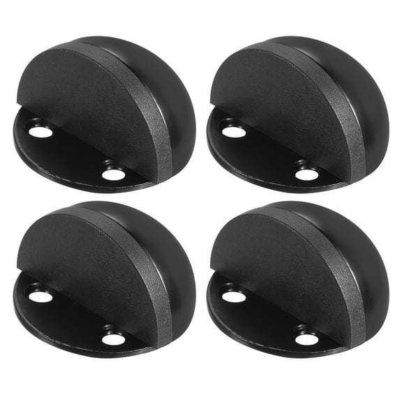 No Drilling Dome Shaped Door Stop, Floor Mount Door Stopper Self Adhesive Wall Protector, Black 4 Pack
