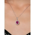 thumbnail image 3 of Gem Stone King 925 Sterling Silver Red Created Ruby Pendant Necklace for Women (5.41 Cttw, Oval 12X10MM, with 18 inch Silver Chain), 3 of 6