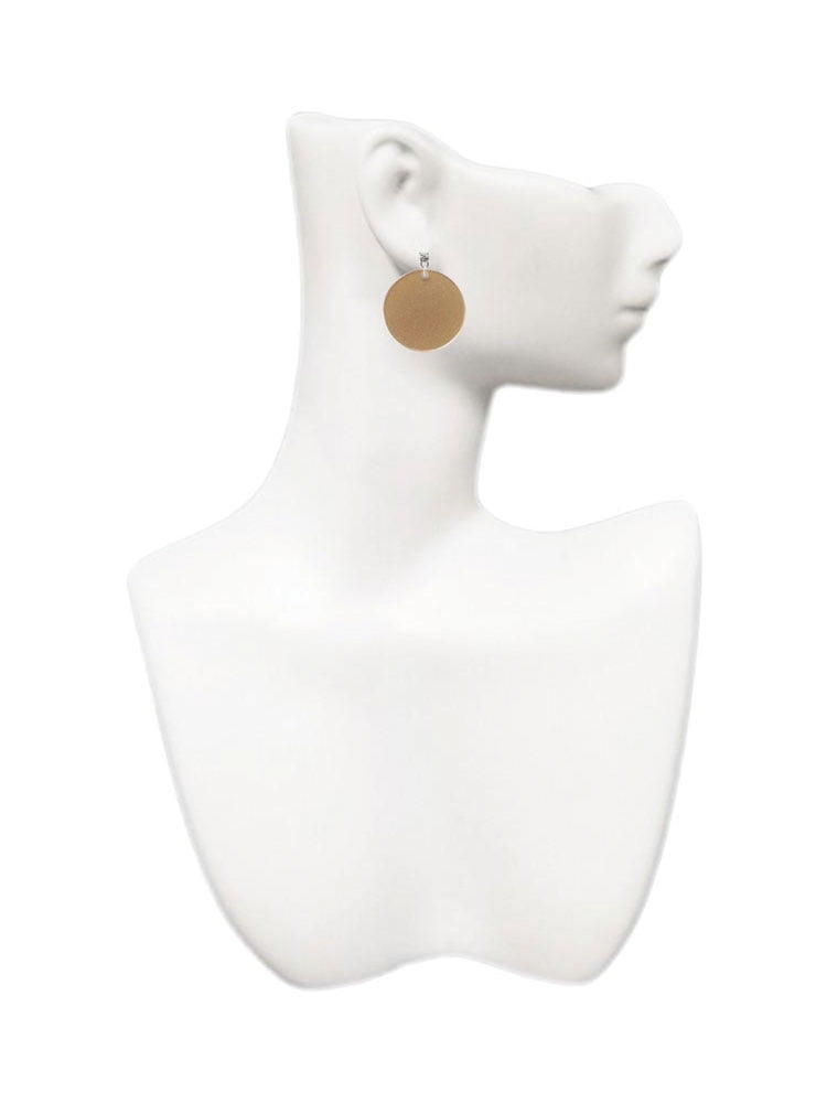 Delight Jewelry Acrylic 1 1/8" Disc Goldtone Clear Crystal Post Earrings