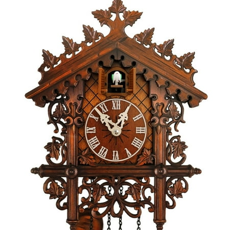 Cuckoo Wall Clock Vintage Wooden Style Hanging Bird Quartz Clock Home Room Decor
