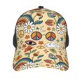 thumbnail image 3 of Disketp Mushrooms And Rainbows Peace Print Trucker Hat Men Women - Mesh Baseball SnapBack Cap, 3 of 7