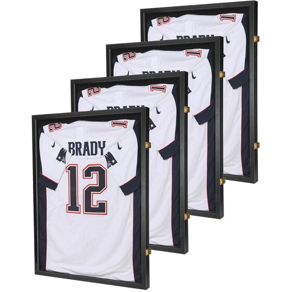 Jersey Display Frames, Dimensions: 23.3x31.2x1.5 inches, Lockable Flat Jersey Shadow Box with 98% UV Protective Acrylic Door for Football,Basketball Sports Jersey (Black, 4 Packs)