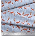 thumbnail image 2 of Soimoi Blue Velvet Fabric Cedar Tree & Fox Animal Fabric Prints By Yard 58 Inch Wide, 2 of 5