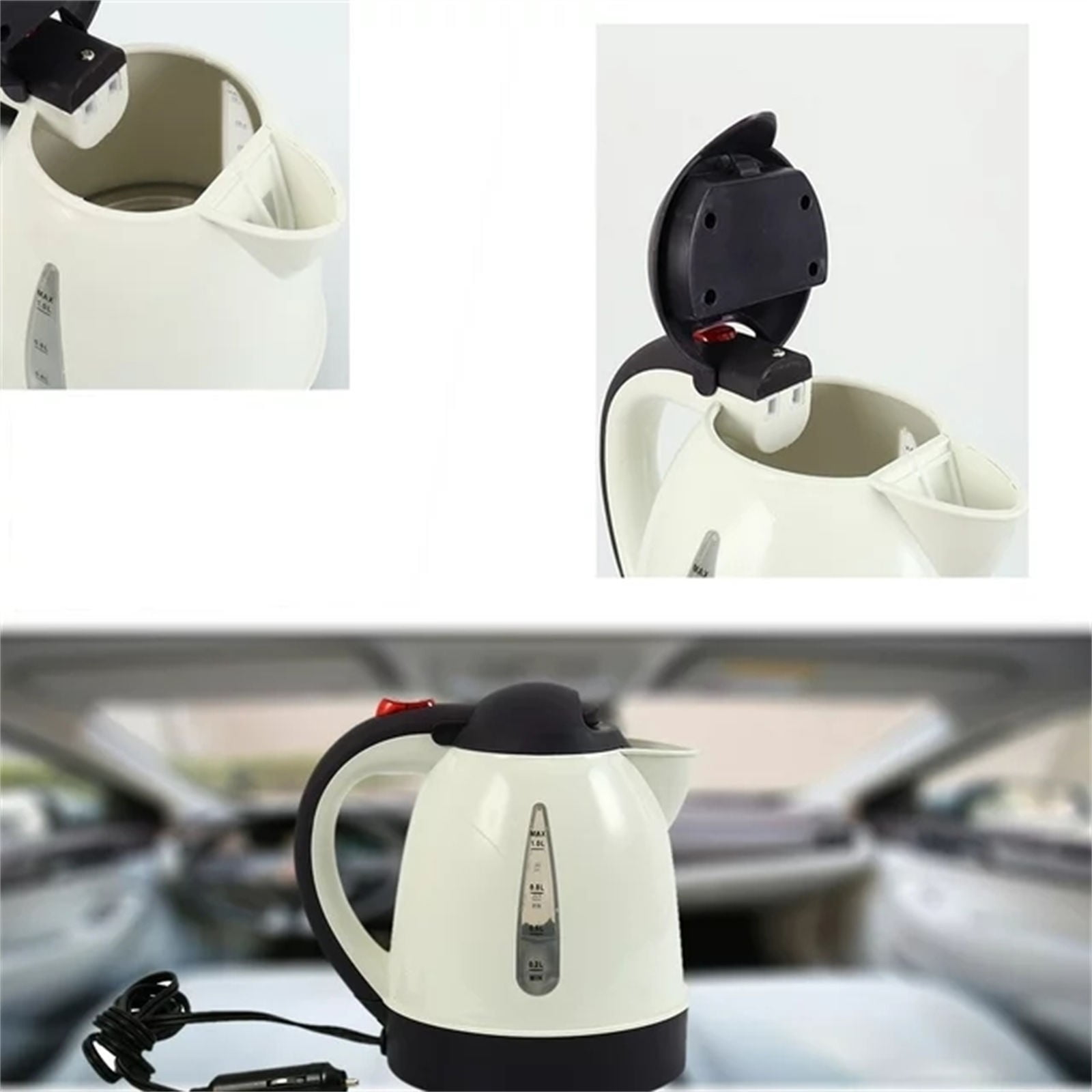 Huayishang Cooking Utensils Portable Car Electric Kettle Road Trip Travel 12V 1000Ml Travel Heating Water Bottle for Tea Coffee Making Auto Shut Off, Kitchen Essentials Clearance Sale