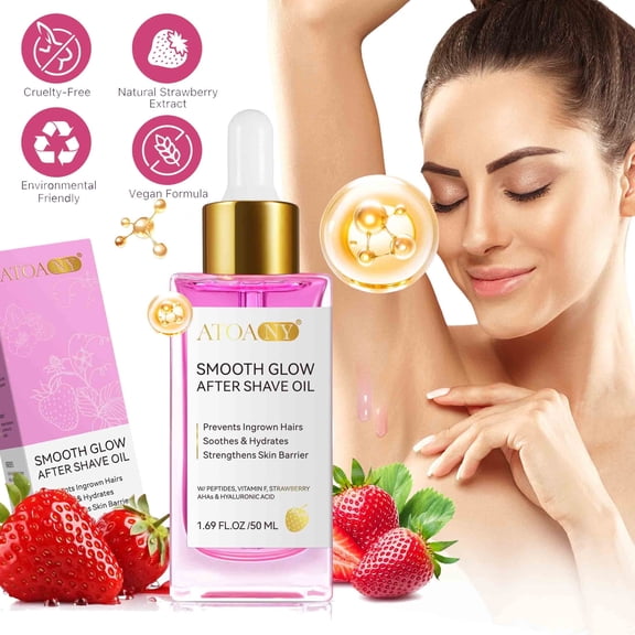 Strawberry After Shave Oil, Helps Keep Skin Smooth & Soothed After Shaving, Prevent Ingrown Hair for Smooth, Soothes & Hydrates, 1.7fl.oz